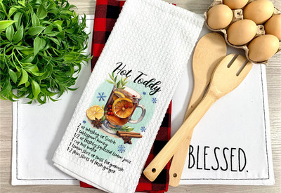 Share Hot Toddy, Waffle Weave Dish Towel/Dish Cloth, Micro Fiber (T545)