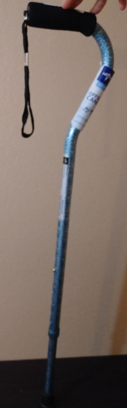 Medline Offset (Blue) Fashion Adjustable Aluminum Cane (New)