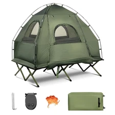 2-Peron Tent Cot 5-in-1 Camping Tent with Air Mattre & Air Pillow leeping Bag