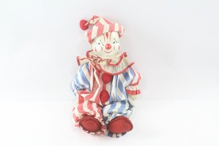Gund Clown Vintage Kitsch Soft Toy Plastic Face Plush Body w/ Clothing & Hat