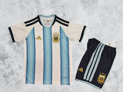 Argentina Kids Soccer Kit   Red Home Jersey & Black Shorts Set   Youth Uniform