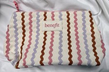 Benefit Ivory Multi Color Pink, lavender, Orange Zippered Pouch - NIP