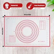 Silicone Baking Mat 16" x 24" Non-Slip Pastry Mat with Measurements Oven Liner