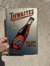 Thwaites Beer Tin Over Cardboard Sign RARE 1930s Big Ben Ale Graphic Tin Sign