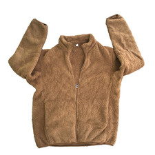 UNIQLO Women Medium Fluffy Yarn Fleece Full-Zip Jacket Soft Brown