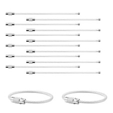 12 Pack Key Ring Wire Keychain Cable Keyring Keychain Holder Clips 4" Silver