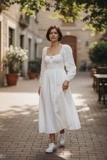 Nasty Gal True Romance Dress White Renaissance Cottage Prairie Maxi Size 8 M