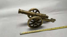 Vintage Solid Brass Decorative Cannon Ornament – Heavy Miniature Model 10”