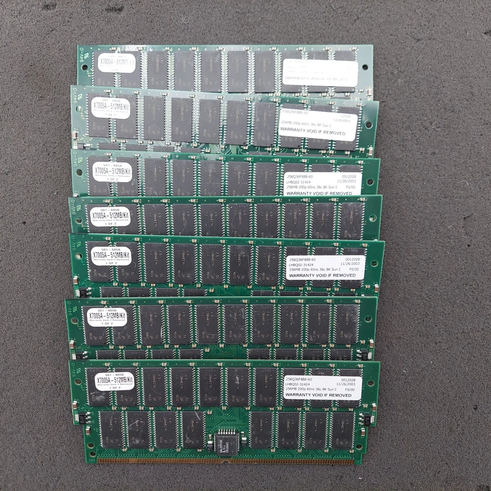 LOTE DE 7 X7005A Kit de Memoria 256MB 501-6056 Foto 2 de 3