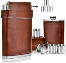 8Oz Hip Flask for Men 304(18/8) Stainless Steel Bourbon Whiskey Flask Leakproof