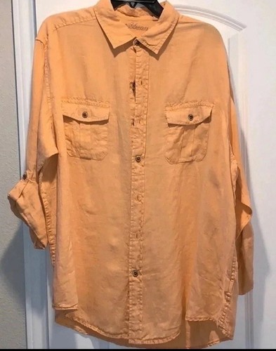 NWT Roundtree & Yorke Button Down Linen Shirt Adjustable Sleeves Men’s XL - Picture 2 of 9
