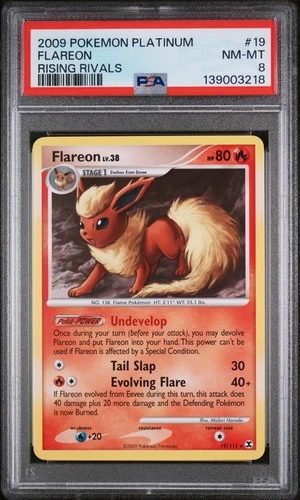 2009 POKEMON PLATINUM RISING RIVALS #19 FLAREON PSA 8