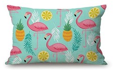Solekla Pink Flamingo Lumbar Throw Pillow Cover 12x20 Inch Decorative Jcp174