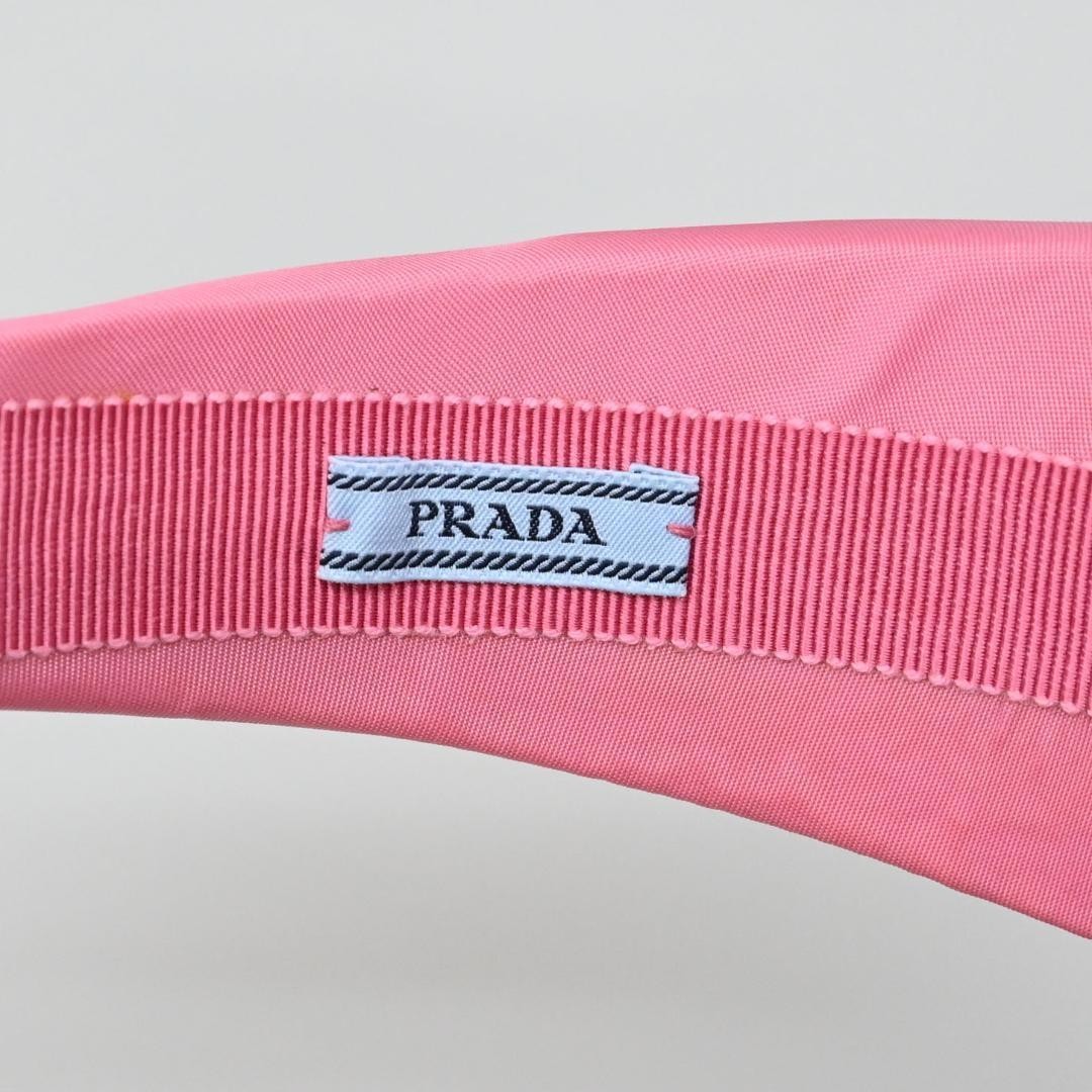 Prada Nylon Pink Headband Hair Accessory Triangle Logo Padded