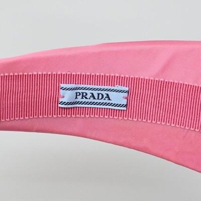 Prada Nylon Pink Headband Hair Accessory Triangle Logo Padded