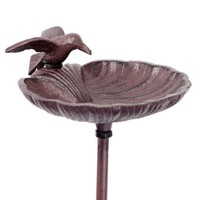 VogelträNke Gusseisen Frostsicher Metall Stab Vogel TräNke Stehend Vogelbad 83Cm
