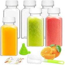 ztarraum Plastic Juice Bottles, Reusable 6PCS 8oz, Transparent Color