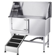 50" Pet Grooming Bath Tub Dog Cat Wash Station Stainless Steel w/ Ramp  Filter
