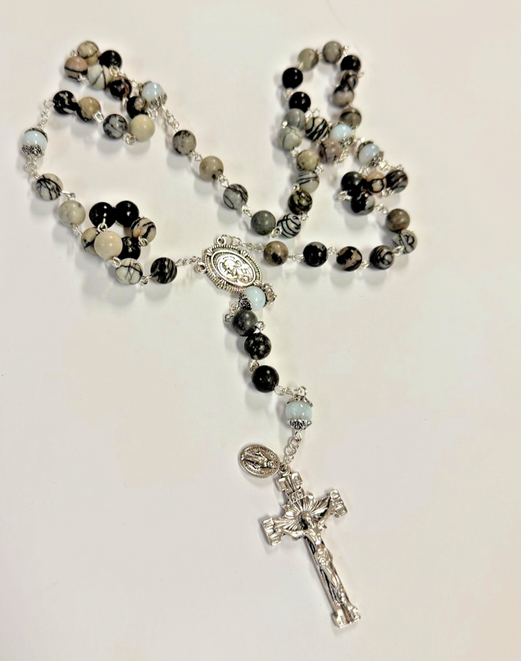 Zebera Roch Zebra Japer Stone Beads Rosary, New #Gftshp-56 | eBay