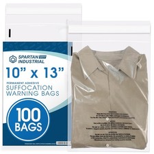 Spartan Industrial 10  X 13  100 Count Self Seal Clear Poly Bags Warning