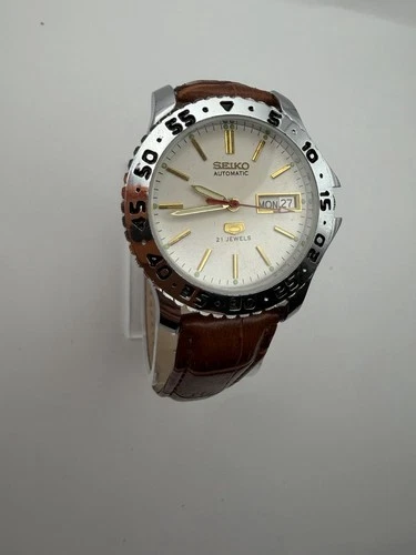 Vintage Seiko Automatic Diver Style Cream Dial 21 Jewels Men's Watch