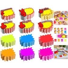 Durable Fluorescent Starburst Labels - 1500 Bright Price Tags for Sales Events
