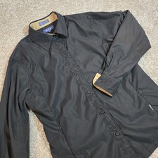 Faconnable Vintage Bomber Jacket Black And Tan Mens Size L Button Down
