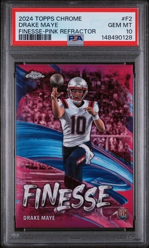 2024 Topps Chrome - Finesse Drake Maye #F-2 Pink Refractor (RC) PSA 10