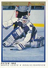 1990-91 O-Pee-Chee Premier #49 PETER ING - Rookie Card RC - Toronto Maple Leafs