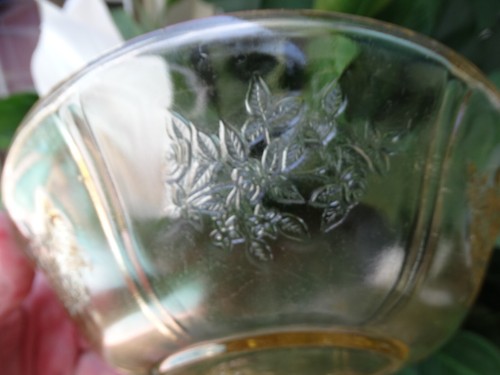 Federal Amber Depression Glass Sharon Cabbage Rose 8" Master Fruit Bowl Usado en Excelente Condición - Imagen 5 de 11