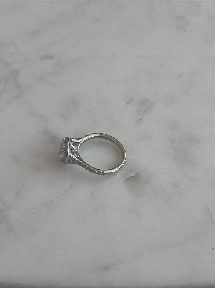 Platinum womens diamond ring Simulated Lab Created Center .75 Diamonds On Side - Image 3 of 3