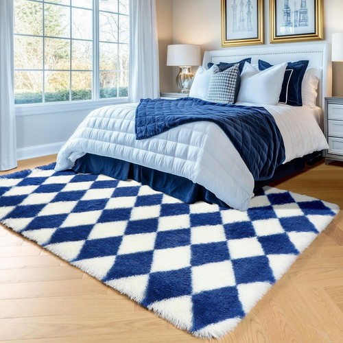 4X6 Ft Super Soft Fluffy Area Rugs for Bedroom Living Room Teal Blue - Picture 7 of 7