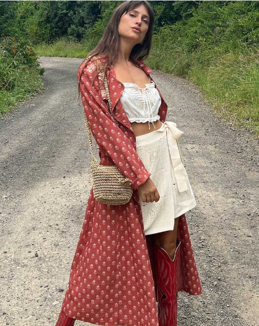 Arnhem Boho Floral Lightweight Trench Coat Size L AU12 US8 Festival Duster