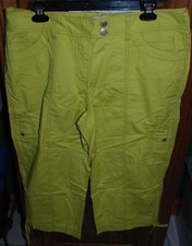 12 NWT Ann Taylor LOFT Greenish Yellow Marisa Capris 20" Inseam
