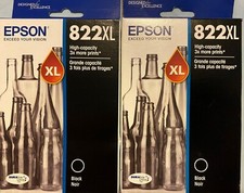 Epson 822XL DuraBrite High-Yield Black Ink, T822XL120-S LOT OF 2 Exp Date 6-27