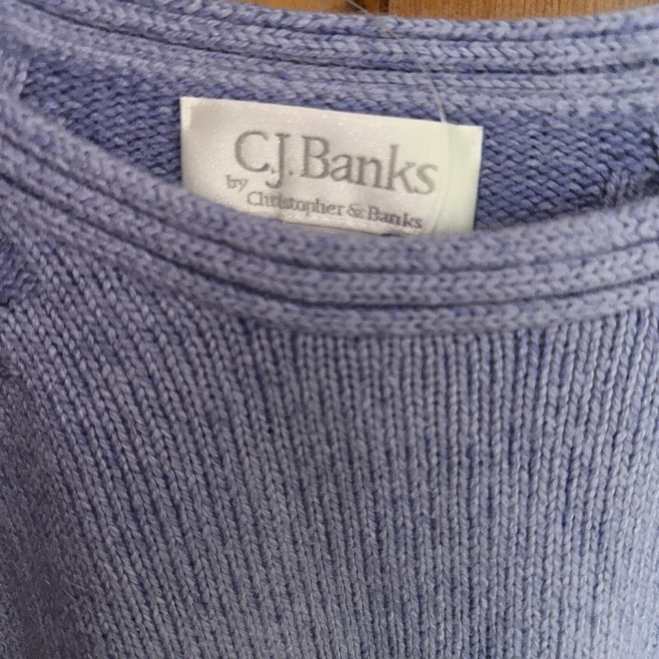 CJ Banks Crew Neck Sweater Pullover Purple Silk Angora Womens 2X
