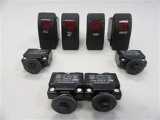ILLUMINATED ROCKER SWITCH & PUSH TO RESET BREAKER SET OF 8 MARINE BOAT 