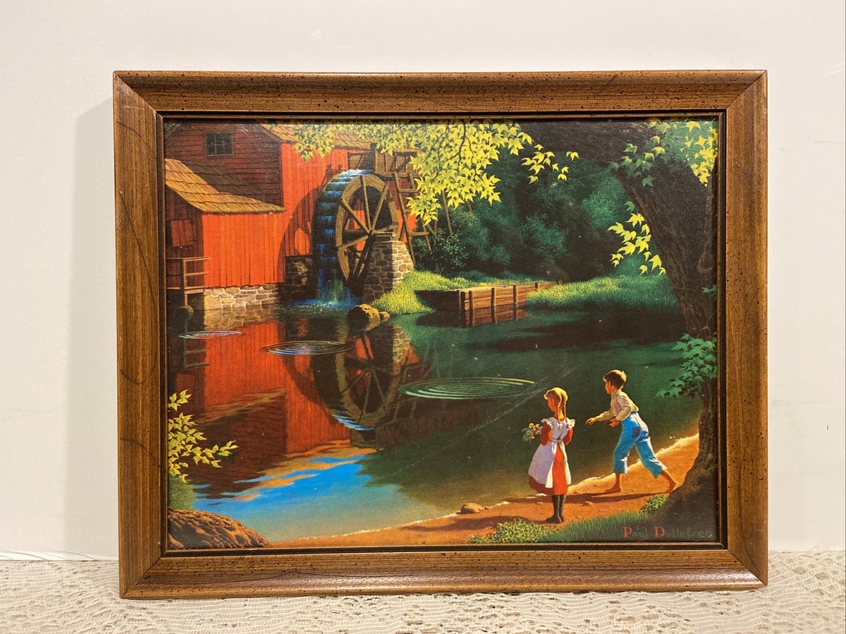 Vintage Paul Detlefsen Framed 11x14” Textured Print On Cardboard