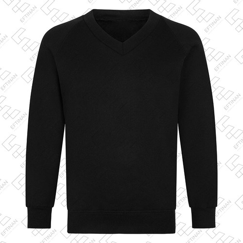 Children V-Neck Sweatshirt Unisex Premium Raglan Sleeves School Uniform Size UK - Picture 2 of 15