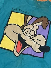 Vintage Six Flags Wile E Coyote T-Shirt Size Youth L Single Stitched Made In USA
