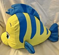 Disney The Little Mermaid Flounder Blue Yellow Fish Plush Stuffed Animal 15"