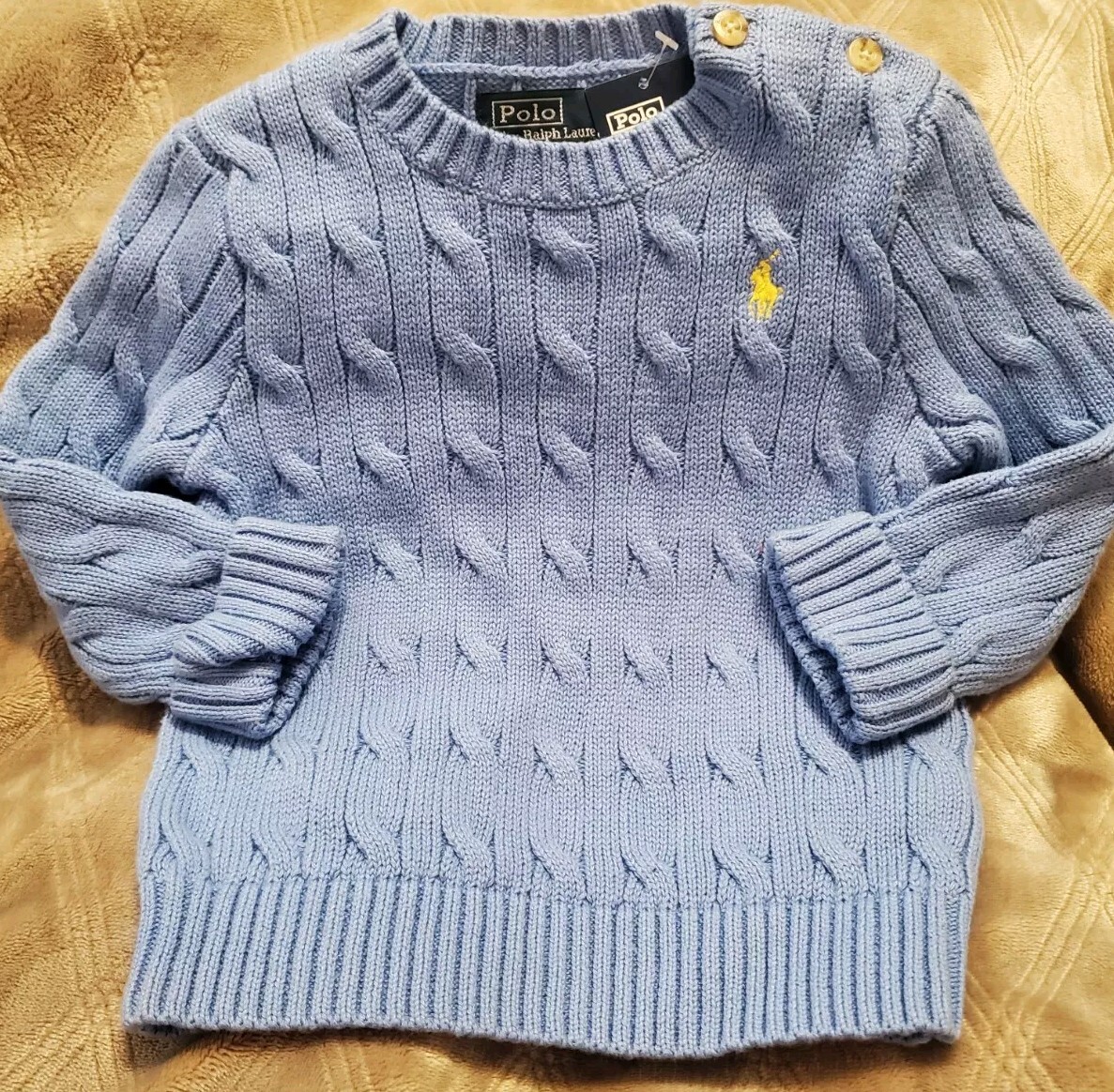 New Polo Ralph Lauren Baby Boy Crew Neck Sweater Light Blue