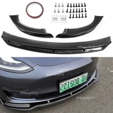 Carbon Fiber Pattern Fit For 2017-2023 Tesla Model Y Front Bumper Body Kit Lip