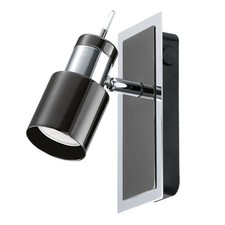 Image of Wall Spot Light Colour Back Plate & Shade Nickel Black Bulb GU10 1x5W Included
