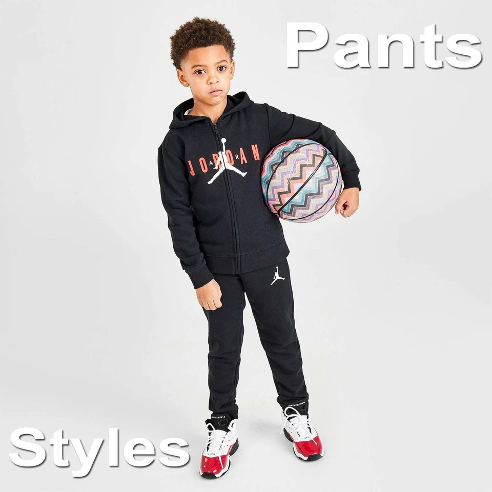 BOY'S NIKE AIR JORDAN JUMPMAN PANTS FLIGHT 5 YOUTH BLACK RED THERMA-FIT FLEECE - Image 4 of 4