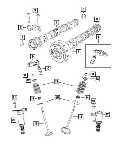 Árbol de levas de escape delantero genuino Mopar 2016-2024 Jeep Grand Cherokee 05048029AC Foto 4 de 4