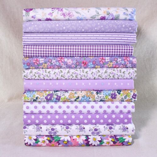 12 verschiedene lila Baumwolle 10" Baumwolle Blumen Stoffpaket zum Quilten Nähen