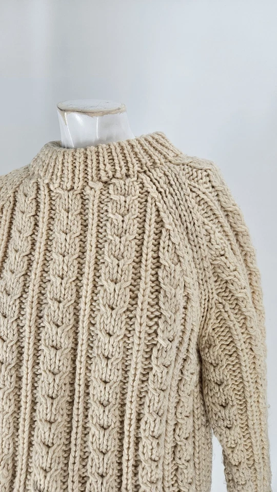 4373 Marshall Fields Sweater Men's Vintage Cream Wool Ribbed Fisherman Italy... - Image 2 of 4