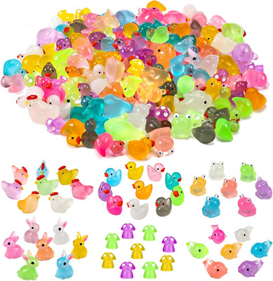 135 PCS Luminous Mini Resin Ducks Tiny Glow in The Dark Duck/ Chickens/ Rabbi...