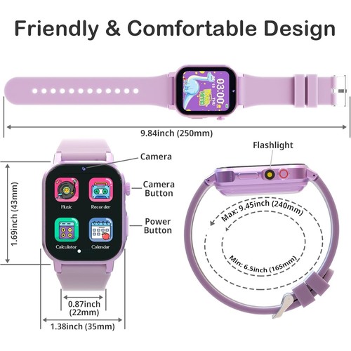 Kids Smart Watch for Girls Age 5-12 with 32 Puzzle Games 12/24 Hr Camera HD Touc - Zdjęcie 7 z 7